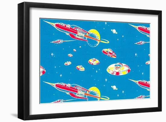 Rockets and Flying Saucers-null-Framed Art Print