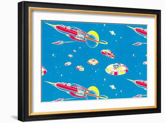 Rockets and Flying Saucers-null-Framed Art Print