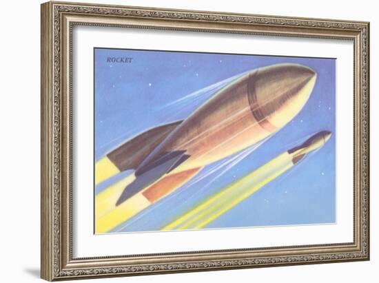 Rockets in Space-null-Framed Art Print