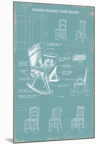Rocking Chair Blueprint-The Vintage Collection-Mounted Giclee Print