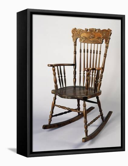 Rocking Chair, Dark Wood, Italy-null-Framed Premier Image Canvas