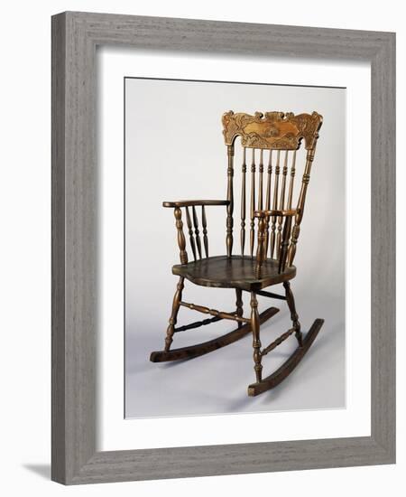 Rocking Chair, Dark Wood, Italy-null-Framed Giclee Print