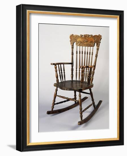 Rocking Chair, Dark Wood, Italy-null-Framed Giclee Print