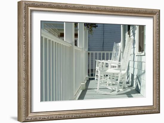Rocking Chairs on a Porch. Stonington, Connecticut-Natalie Tepper-Framed Photo