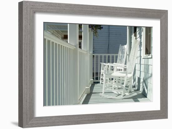 Rocking Chairs on a Porch. Stonington, Connecticut-Natalie Tepper-Framed Photo