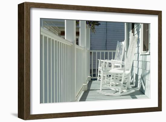 Rocking Chairs on a Porch. Stonington, Connecticut-Natalie Tepper-Framed Photo