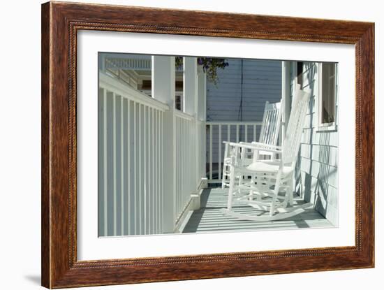 Rocking Chairs on a Porch. Stonington, Connecticut-Natalie Tepper-Framed Photo