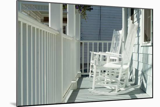 Rocking Chairs on a Porch. Stonington, Connecticut-Natalie Tepper-Mounted Photo