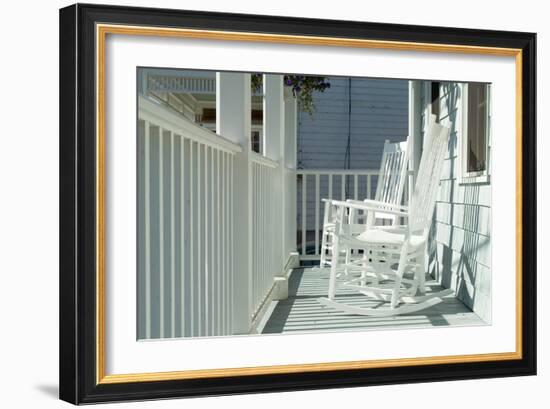 Rocking Chairs on a Porch. Stonington, Connecticut-Natalie Tepper-Framed Photo