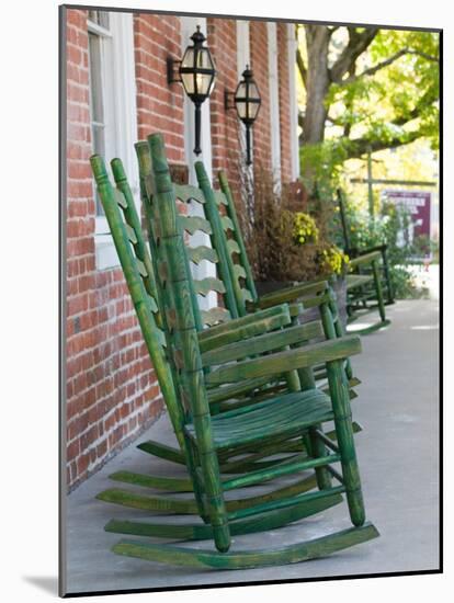 Rocking Chairs on Porch, Ste. Genevieve, Missouri, USA-Walter Bibikow-Mounted Photographic Print