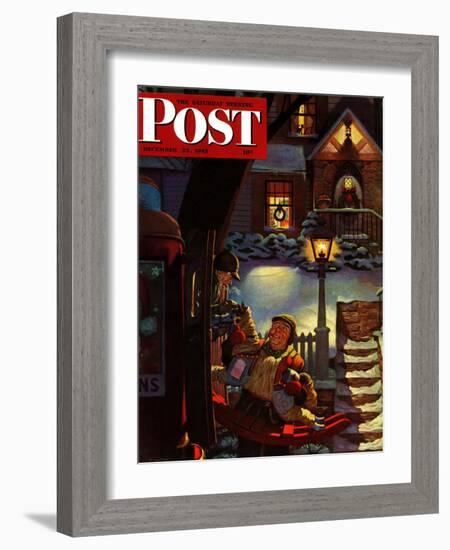 "Rocking Horse Delivery," Saturday Evening Post Cover, December 22, 1945-James R. Bingham-Framed Giclee Print