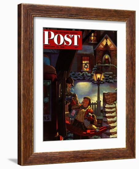 "Rocking Horse Delivery," Saturday Evening Post Cover, December 22, 1945-James R. Bingham-Framed Giclee Print