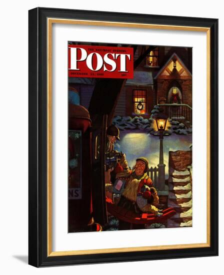 "Rocking Horse Delivery," Saturday Evening Post Cover, December 22, 1945-James R. Bingham-Framed Giclee Print