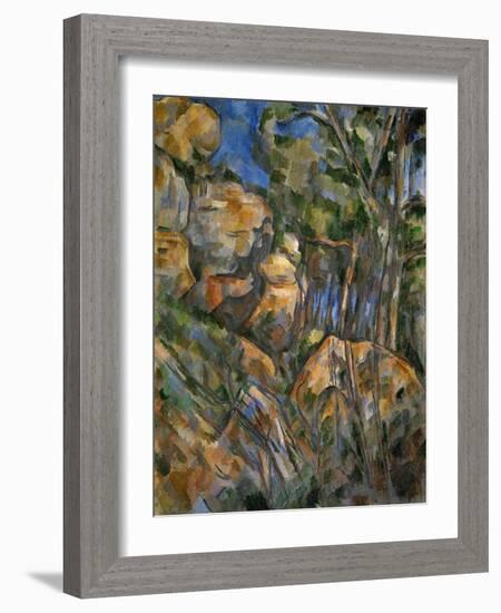 Rocks Above the Caves at Chateau Noir-Paul Cézanne-Framed Giclee Print