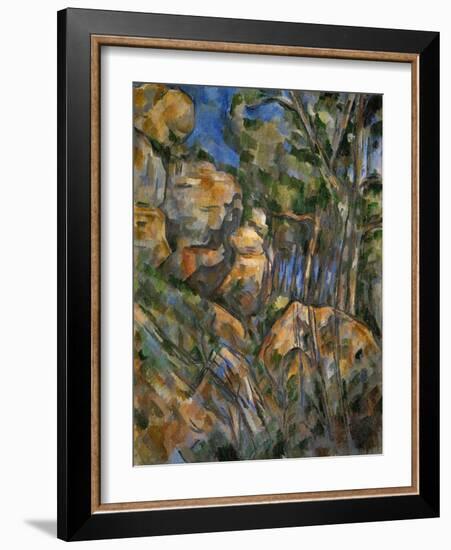 Rocks Above the Caves at Chateau Noir-Paul Cézanne-Framed Giclee Print