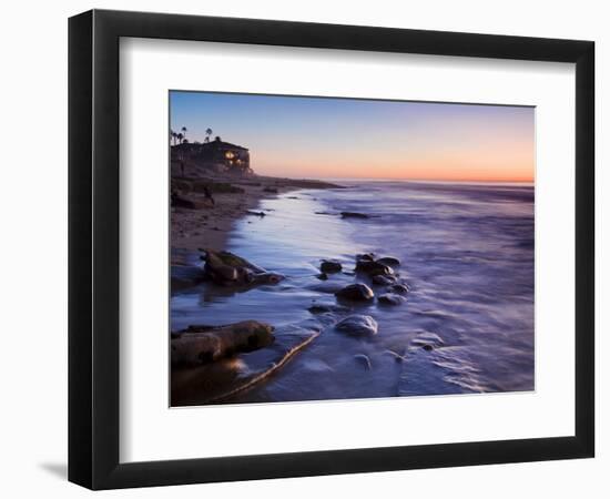 Rocks and Beach at Sunset, La Jolla, San Diego County, California, USA-Richard Cummins-Framed Photographic Print