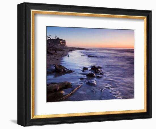 Rocks and Beach at Sunset, La Jolla, San Diego County, California, USA-Richard Cummins-Framed Photographic Print