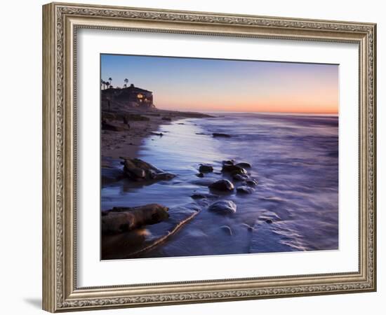 Rocks and Beach at Sunset, La Jolla, San Diego County, California, USA-Richard Cummins-Framed Photographic Print