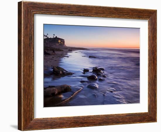 Rocks and Beach at Sunset, La Jolla, San Diego County, California, USA-Richard Cummins-Framed Photographic Print