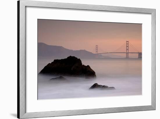 Rocks And Golden Gate Bridge-Moises Levy-Framed Photographic Print