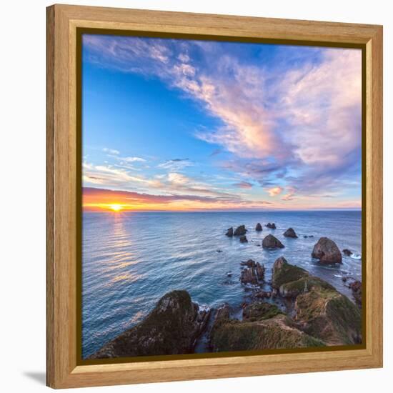 Rocks and Sea Stacks at Nugget Point, Otago, New Zealand-Travellinglight-Framed Premier Image Canvas