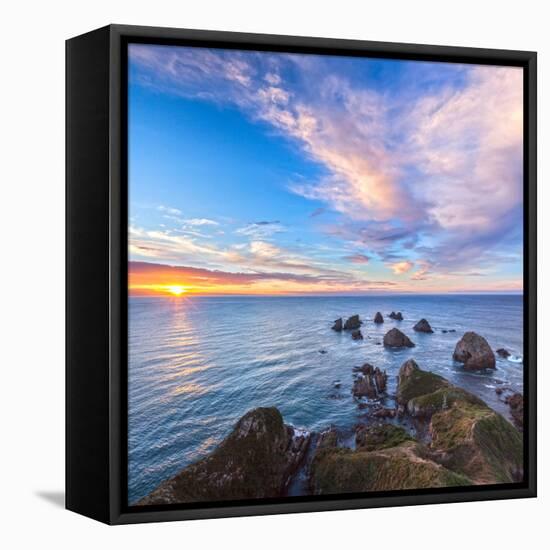 Rocks and Sea Stacks at Nugget Point, Otago, New Zealand-Travellinglight-Framed Premier Image Canvas