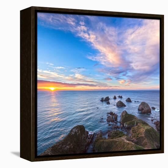 Rocks and Sea Stacks at Nugget Point, Otago, New Zealand-Travellinglight-Framed Premier Image Canvas