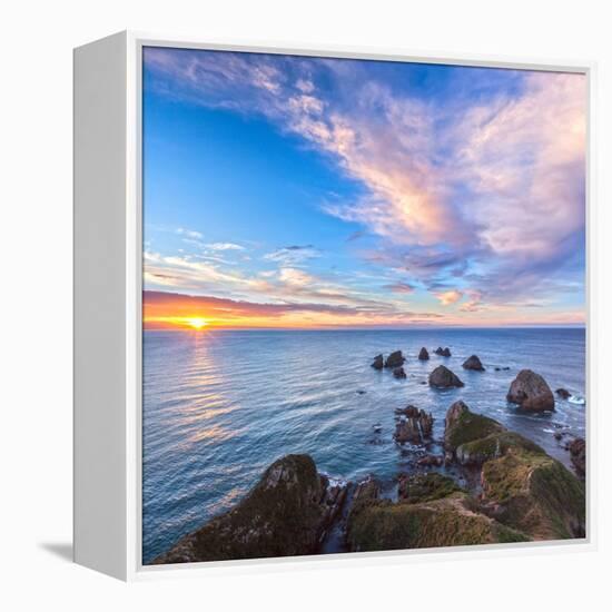 Rocks and Sea Stacks at Nugget Point, Otago, New Zealand-Travellinglight-Framed Premier Image Canvas