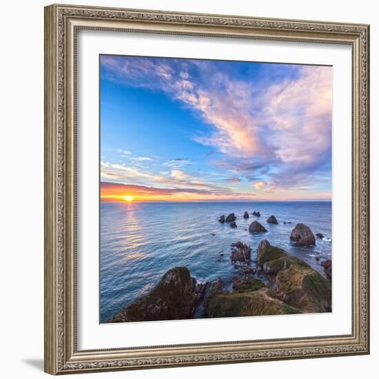 Rocks and Sea Stacks at Nugget Point, Otago, New Zealand-Travellinglight-Framed Photographic Print