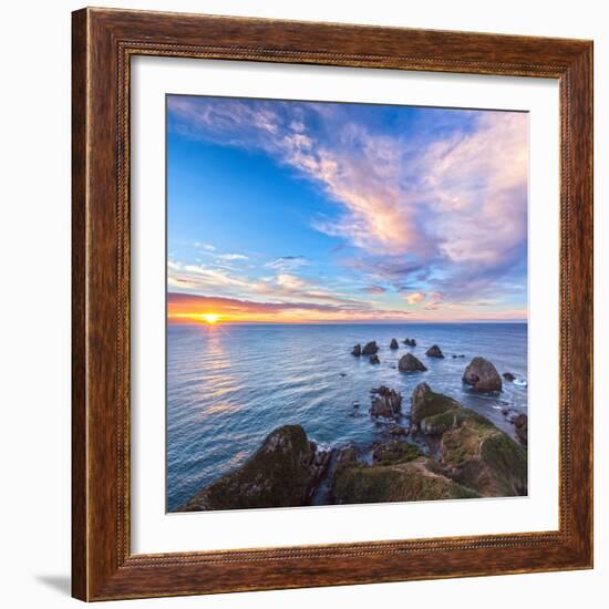 Rocks and Sea Stacks at Nugget Point, Otago, New Zealand-Travellinglight-Framed Photographic Print