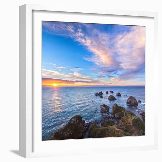 Rocks and Sea Stacks at Nugget Point, Otago, New Zealand-Travellinglight-Framed Photographic Print