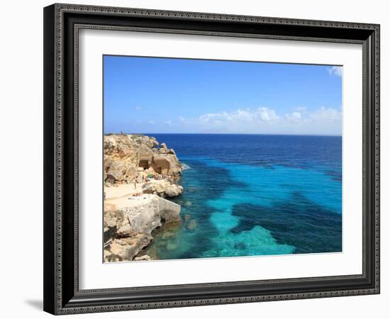 Rocks and Sea, Trapani, Favignana Island, Sicily, Italy, Mediterranean, Europe-Vincenzo Lombardo-Framed Photographic Print