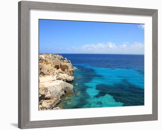 Rocks and Sea, Trapani, Favignana Island, Sicily, Italy, Mediterranean, Europe-Vincenzo Lombardo-Framed Photographic Print