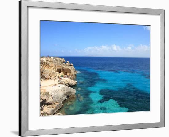 Rocks and Sea, Trapani, Favignana Island, Sicily, Italy, Mediterranean, Europe-Vincenzo Lombardo-Framed Photographic Print