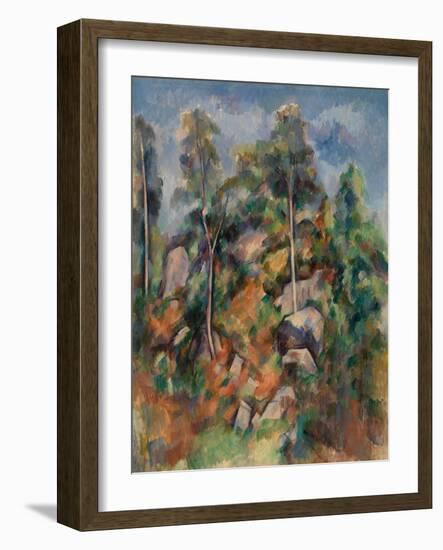 Rocks and Trees, C.1904 (Oil on Canvas)-Paul Cezanne-Framed Giclee Print