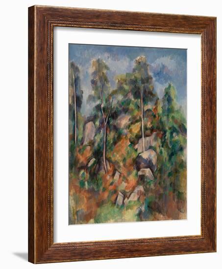 Rocks and Trees, C.1904 (Oil on Canvas)-Paul Cezanne-Framed Giclee Print
