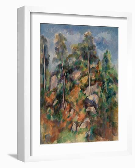 Rocks and Trees, C.1904 (Oil on Canvas)-Paul Cezanne-Framed Giclee Print