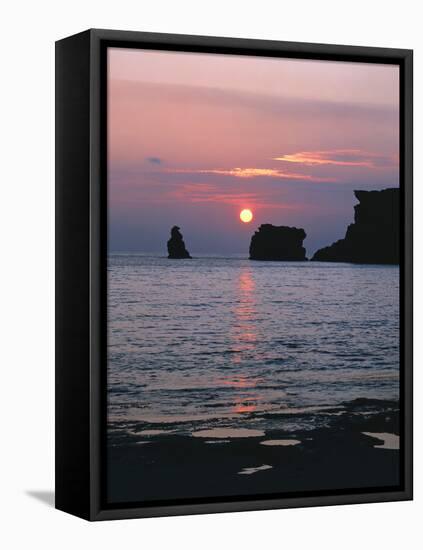 Rocks in the Sea, Sundown-Thonig-Framed Premier Image Canvas