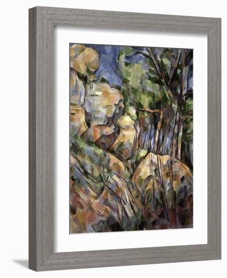 Rocks Near the Caves Below the Chateau Noir, c.1904-Paul Cézanne-Framed Giclee Print