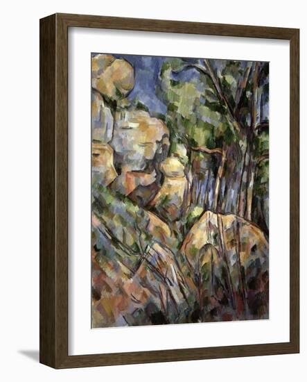 Rocks Near the Caves Below the Chateau Noir, c.1904-Paul Cézanne-Framed Giclee Print