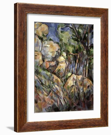 Rocks Near the Caves Below the Chateau Noir, c.1904-Paul Cézanne-Framed Giclee Print