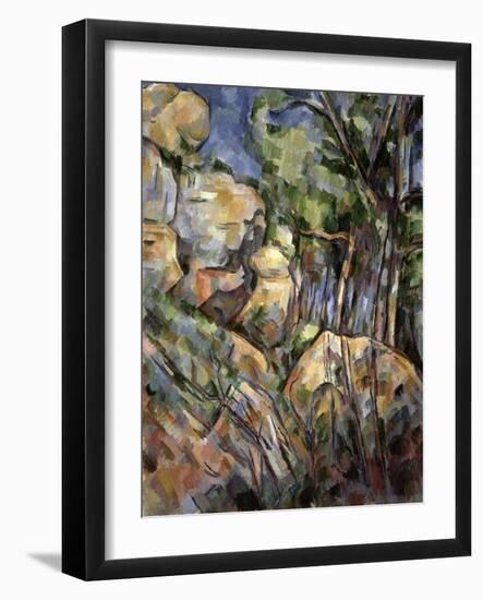 Rocks Near the Caves Below the Chateau Noir, c.1904-Paul Cézanne-Framed Giclee Print