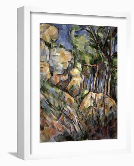 Rocks Near the Caves Below the Chateau Noir, c.1904-Paul Cézanne-Framed Giclee Print