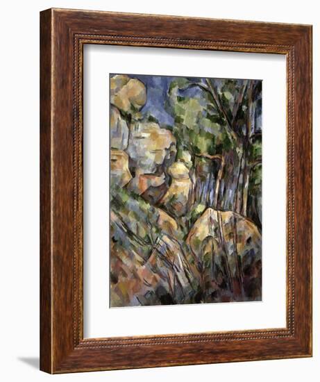 Rocks Near the Caves Below the Chateau Noir, c.1904-Paul Cézanne-Framed Giclee Print