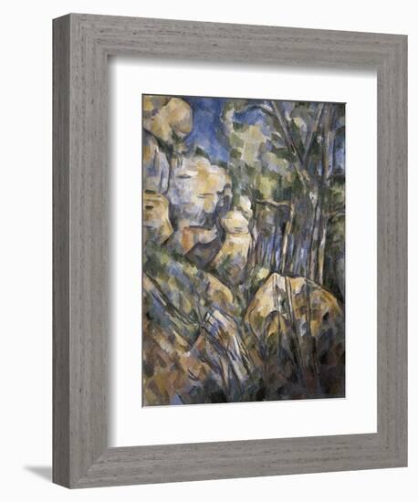 Rocks Near the Caves Below the Chateau Noir-Paul Cézanne-Framed Art Print