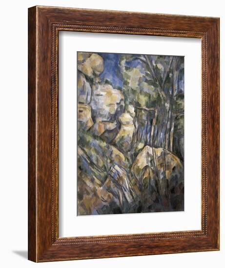 Rocks Near the Caves Below the Chateau Noir-Paul Cézanne-Framed Art Print