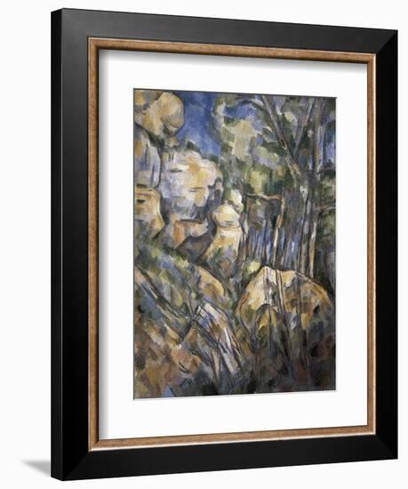 Rocks Near the Caves Below the Chateau Noir-Paul Cézanne-Framed Art Print