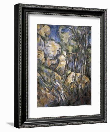 Rocks Near the Caves Below the Chateau Noir-Paul Cézanne-Framed Art Print