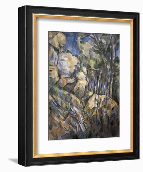 Rocks Near the Caves Below the Chateau Noir-Paul Cézanne-Framed Art Print