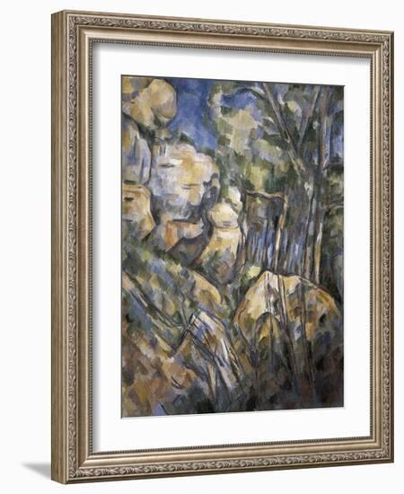 Rocks Near the Caves Below the Chateau Noir-Paul Cézanne-Framed Art Print